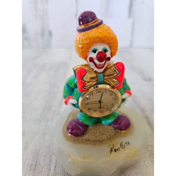 Ron Lee clown neon clock vintage 1991 gold circus figurine statue - Picture 5 of 7